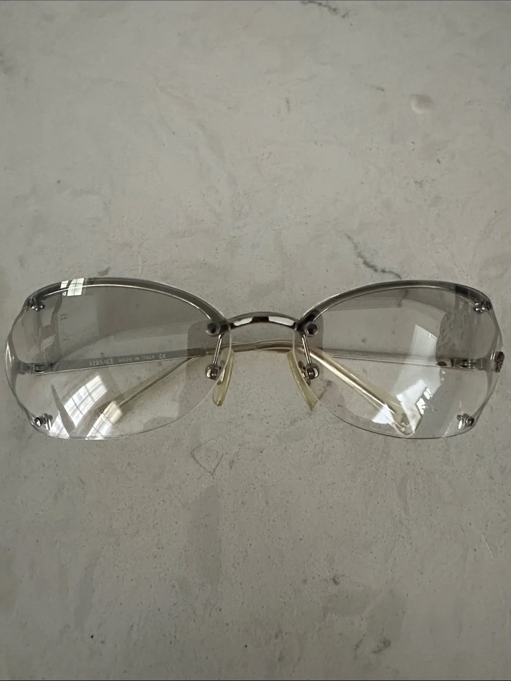Vintage Versace Silver Rimless Clear Lens Sunglasses - Women Accessories